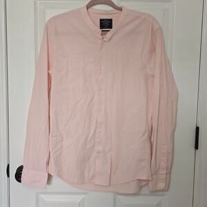 Abercrombie & Fitch A&F Slim Fit Mandarin Collar Shirt Pale Pink Men's Medium